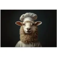 PosterMonkey Poster 60x40 cm - Schaap - Wol - Kok - Posters - Kamer decoratie - Wanddecoratie woonkamer - Muurdecoratie slaapkamer