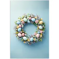 PosterMonkey Poster 80x120 cm - Krans - Eieren - Bloemen - Posters - Kamer decoratie - Wanddecoratie woonkamer - Muurdecoratie slaapkamer