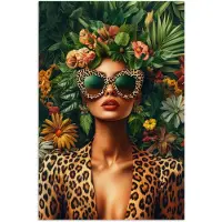 PosterMonkey Poster 20x30 cm - Vrouw - Panterprint - Jungle - Natuur - Luxe - Posters - Kamer decoratie - Wanddecoratie woonkamer - Muurdecoratie slaapkamer