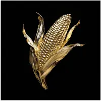 PosterMonkey Poster 100x100 cm - Mais - Eten - Goud - Zwart - Posters - Wanddecoratie keuken - Muurdecoratie woonkamer - Decoratieve accessoires - Kamer muur decoratie