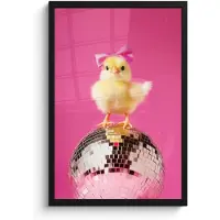 PosterMonkey Poster in lijst - Fotolijst 40x60 cm - Posters - Discobal - Kuiken - Strik - Posterlijst zwart - Decoratie - Wanddecoratie woonkamer - Muurdecoratie slaapkamer