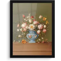 PosterMonkey Poster in lijst - Fotolijst 30x40 cm - Posters - Neutral - Bloemen - Boeket - Vaas - Posterlijst zwart - Decoratie - Wanddecoratie woonkamer - Muurdecoratie slaapkamer
