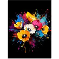 PosterMonkey Poster 90x120 cm - Bloemen - Kleurrijk - Graffiti - Modern - Boeket - Posters - Kamer decoratie - Wanddecoratie woonkamer - Muurdecoratie slaapkamer
