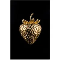 PosterMonkey Poster 80x120 cm - Aardbei - Goud - Zwart - Chrome - Posters - Wanddecoratie keuken - Muurdecoratie woonkamer - Decoratieve accessoires - Kamer muur decoratie
