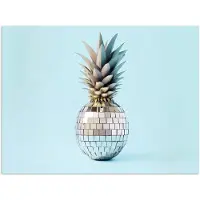 PosterMonkey Poster 120x90 cm - Blauw - Ananas - Disco - Discobal - Posters - Wanddecoratie keuken - Muurdecoratie woonkamer - Decoratieve accessoires - Kamer muur decoratie
