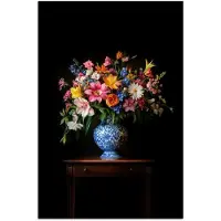 PosterMonkey Poster 80x120 cm - Kleur - Vaas - Bloemen - Boeket - Posters - Kamer decoratie - Wanddecoratie woonkamer - Muurdecoratie slaapkamer