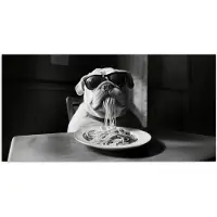 PosterMonkey Poster 150x75 cm - Hond - Bulldog - Pasta - Bril - Stoer - Dieren - Posters - Kamer decoratie - Wanddecoratie woonkamer - Muurdecoratie slaapkamer