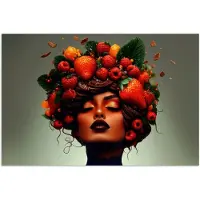 PosterMonkey Poster 60x40 cm - Vrouw - Chocolade - Frambozen - Aardbeien - Koekjes - Posters - Kamer decoratie - Wanddecoratie woonkamer - Muurdecoratie slaapkamer
