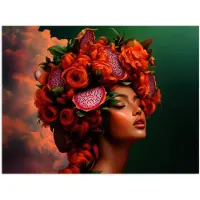 PosterMonkey Poster 40x30 cm - Vrouw - Drankenfruit - Rozen - Posters - Kamer decoratie - Wanddecoratie woonkamer - Muurdecoratie slaapkamer