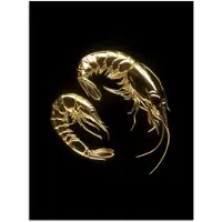 PosterMonkey Poster 30x40 cm - Garnalen - Zwart - Goud - Dieren - Posters - Wanddecoratie keuken - Muurdecoratie woonkamer - Decoratieve accessoires - Kamer muur decoratie