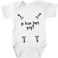 Logostar Vaderdag Cadeau - Romper Je kan het pap! - Maat 92 - Kleur Wit - 100% Katoen