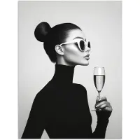 PosterMonkey Poster 120x160 cm - Vrouw - Champagne - Modern - Posters - Kamer decoratie - Wanddecoratie woonkamer - Muurdecoratie slaapkamer XXL