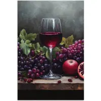 PosterMonkey Poster 20x30 cm - Wijn - Fruit - Stilleven - Posters - Kamer decoratie - Wanddecoratie woonkamer - Muurdecoratie slaapkamer