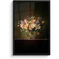 PosterMonkey Poster in lijst - Fotolijst 40x60 cm - Posters - Glazen - Bloemen - Boeket - Kleuren - Posterlijst zwart - Decoratie - Wanddecoratie woonkamer - Muurdecoratie slaapkamer