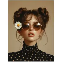 PosterMonkey Poster 30x40 cm - Vrouw - Beige - Bloem - Modern - Portret - Posters - Kamer decoratie - Wanddecoratie woonkamer - Muurdecoratie slaapkamer