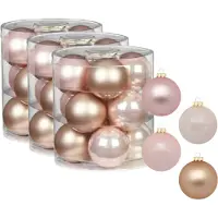 Inge-glas 24x stuks glazen kerstballen parel roze 8 cm glans en mat - Kerstboomversiering/kerstversiering