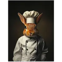 PosterMonkey Poster 30x40 cm - Konijn - Kok - Dier - Posters - Kamer decoratie - Wanddecoratie woonkamer - Muurdecoratie slaapkamer