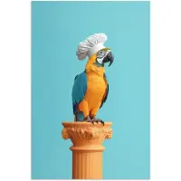 PosterMonkey Poster 60x90 cm - Papegaai - Koksmuts - Grappig - Vogel - Posters - Wanddecoratie keuken - Muurdecoratie woonkamer - Decoratieve accessoires - Kamer muur decoratie