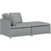 vidaXL Modulaire bank met voetenbank en kussens stof lichtgrijs