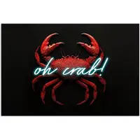 PosterMonkey Poster 60x40 cm - Krab - Rood - Neon - Quote - Posters - Kamer decoratie - Wanddecoratie woonkamer - Muurdecoratie slaapkamer