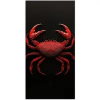 PosterMonkey Poster 40x80 cm - Krab - Rood - Vissen - Schaaldieren - Posters - Kamer decoratie - Wanddecoratie woonkamer - Muurdecoratie slaapkamer