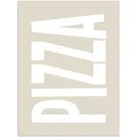 PosterMonkey Poster 90x120 cm - Pizza - Decoratie - Japandi - Wit - Posters - Wanddecoratie keuken - Muurdecoratie woonkamer - Decoratieve accessoires - Kamer muur decoratie
