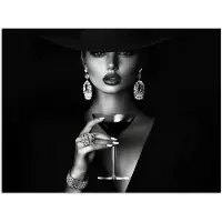 PosterMonkey Poster 40x30 cm - Vrouw - Cocktail - Chic - Posters - Kamer decoratie - Wanddecoratie woonkamer - Muurdecoratie slaapkamer