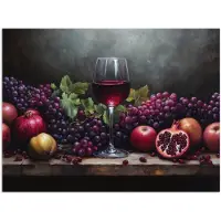 PosterMonkey Poster 80x60 cm - Wijn - Fruit - Stilleven - Posters - Kamer decoratie - Wanddecoratie woonkamer - Muurdecoratie slaapkamer