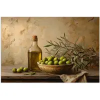 PosterMonkey Poster 60x40 cm - Olijven - Stilleven - Vintage - Posters - Kamer decoratie - Wanddecoratie woonkamer - Muurdecoratie slaapkamer