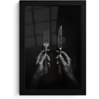 PosterMonkey Poster in lijst - Fotolijst 20x30 cm - Posters - Bestek - Zwart - Wit - Posterlijst zwart - Decoratie - Wanddecoratie woonkamer - Muurdecoratie slaapkamer