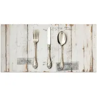 PosterMonkey Poster 80x40 cm - Zilver - Bestek - Hout - Posters - Kamer decoratie - Wanddecoratie woonkamer - Muurdecoratie slaapkamer
