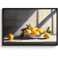 PosterMonkey Poster in lijst - Fotolijst 120x80 cm - Posters - Citroenen - Stilleven - Geel - Posterlijst zwart - Decoratie - Wanddecoratie woonkamer - Muurdecoratie slaapkamer
