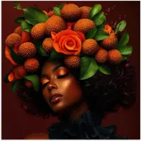 PosterMonkey Poster 50x50 cm - Vrouw - lychee - exotisch - Posters - Kamer decoratie - Wanddecoratie woonkamer - Muurdecoratie slaapkamer