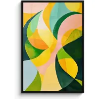 PosterMonkey Poster in lijst - Fotolijst 80x120 cm - Posters - Abstract - Geel - Roze - Groen - Posterlijst zwart - Decoratie - Wanddecoratie woonkamer - Muurdecoratie slaapkamer