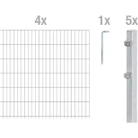 Alberts 641177 dubbelstaafmat hekwerk als 12-delige complete hekwerkset, thermisch verzinkt, hoogte 203 cm, lengte 10 m
