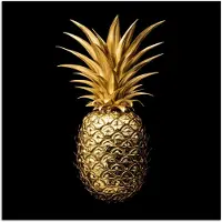 PosterMonkey Poster 100x100 cm - Ananas - Zwart - Goud - Luxe - Posters - Wanddecoratie keuken - Muurdecoratie woonkamer - Decoratieve accessoires - Kamer muur decoratie