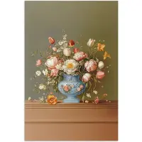 PosterMonkey Poster 80x120 cm - Neutral - Bloemen - Boeket - Vaas - Posters - Kamer decoratie - Wanddecoratie woonkamer - Muurdecoratie slaapkamer