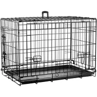 Flamingo Hondenbench Nyo Zwart M – 77x47x53,5 cm – opvouwbare draadkooi met 2 deuren & lade – hondenbench met handvat