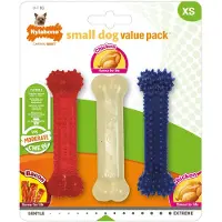 Nylabone Moderate Triopack - Voordeelpak Kauwbotten met Kip en Baconsmaak - Voor Kleine Honden tot 7 kg - XS