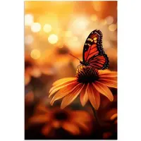 PosterMonkey Poster 20x30 cm - Vlinder - Bloemen - Oranje - Posters - Kamer decoratie - Wanddecoratie woonkamer - Muurdecoratie slaapkamer