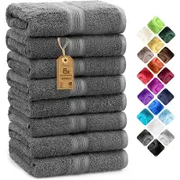 NatureMark , 100% Katoen 8X Badstof Handdoeken, Antraciet/Grijs, 50 x 100cm