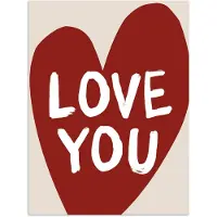 PosterMonkey Poster 30x40 cm - Loveyou - Hart - Rood - Posters - Kamer decoratie - Wanddecoratie woonkamer - Muurdecoratie slaapkamer