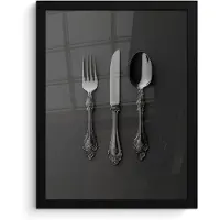 PosterMonkey Poster in lijst - Fotolijst 30x40 cm - Posters - Bestek - Zwart - Posterlijst zwart - Decoratie - Wanddecoratie woonkamer - Muurdecoratie slaapkamer