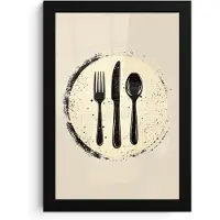 PosterMonkey Poster in lijst - Fotolijst 20x30 cm - Posters - Zwart - Bestek - Rondje - Posterlijst zwart - Decoratie - Wanddecoratie woonkamer - Muurdecoratie slaapkamer