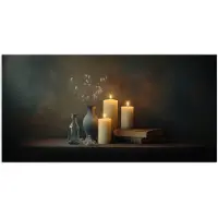 PosterMonkey Poster 160x80 cm - Kaarsen - Stilleven - Rustiek - Boeken - Posters - Kamer decoratie - Wanddecoratie woonkamer - Muurdecoratie slaapkamer