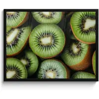 PosterMonkey Poster in lijst - Fotolijst 80x60 cm - Posters - Kiwi - Fruit - Groen - Posterlijst zwart - Decoratie - Wanddecoratie woonkamer - Muurdecoratie slaapkamer