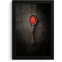 PosterMonkey Poster in lijst - Fotolijst 20x30 cm - Posters - Zwart - Lepel - Caviar - Posterlijst zwart - Decoratie - Wanddecoratie woonkamer - Muurdecoratie slaapkamer