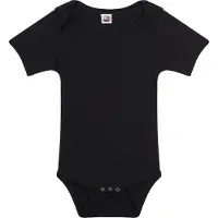 Logostar Basic rompertje voor babys - zwart - katoen - 240 grams - baby kleding - kraamcadeau - korte mouwen 68