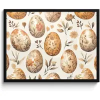 PosterMonkey Poster in lijst - Fotolijst 80x60 cm - Posters - Paaseieren - Bruin - Bloemen - Posterlijst zwart - Decoratie - Wanddecoratie woonkamer - Muurdecoratie slaapkamer