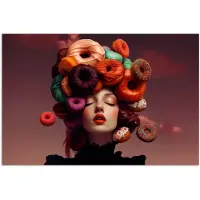 PosterMonkey Poster 30x20 cm - Vrouw - Donuts - Kleurrijk - Posters - Kamer decoratie - Wanddecoratie woonkamer - Muurdecoratie slaapkamer